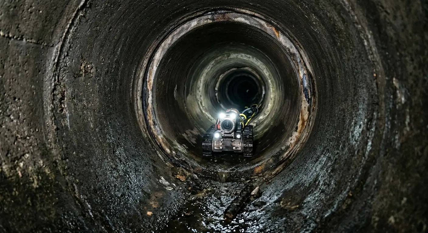 Robotic sewer camera inspecting pipe interior for Drain Snake Service in Sand Lake